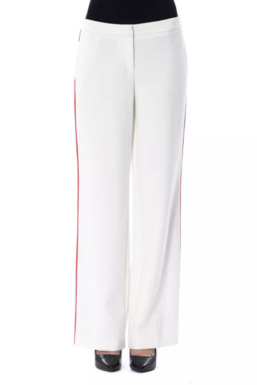 Elegant White Stripe-Detailed Trousers